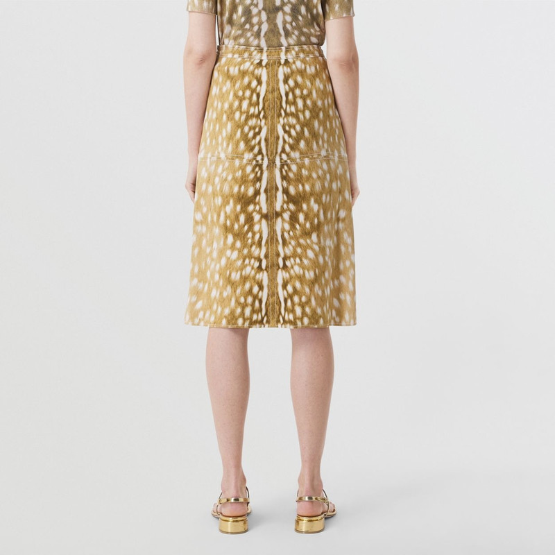 Deer Print Stretch Silk Skirt 4