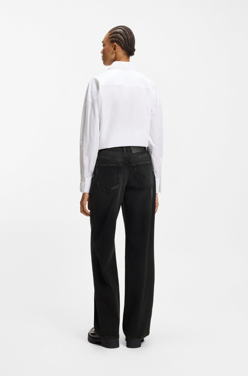 BLACK WIDE-LEG JEANS IN COMFORT-STRETCH DENIM 4