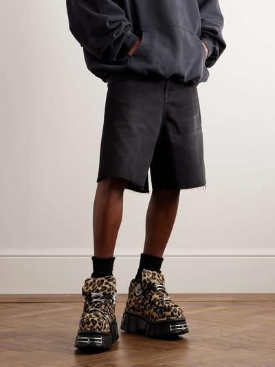 VETEMENTS + New Rock Embellished Leopard-Print Pony Hair Platform Sneakers outlook