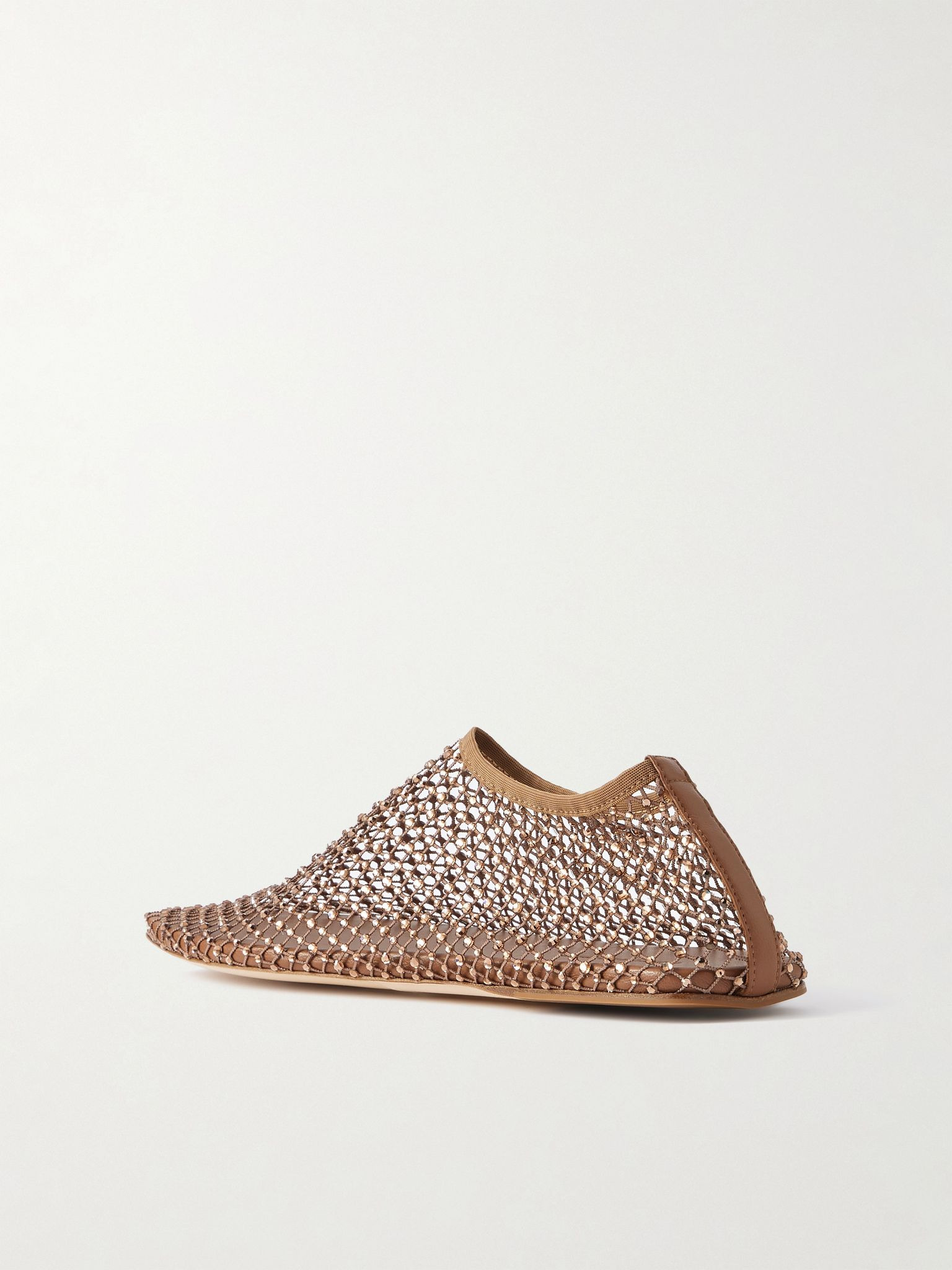 Minette crystal-embellished mesh ballet flats Bronze - 3
