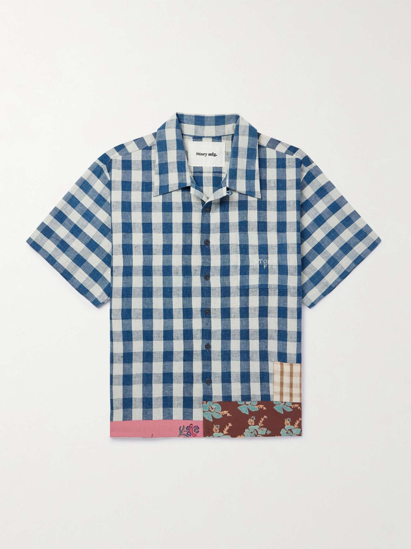 Uniform Convertible-Collar Patchwork Organic Cotton Shirt 1