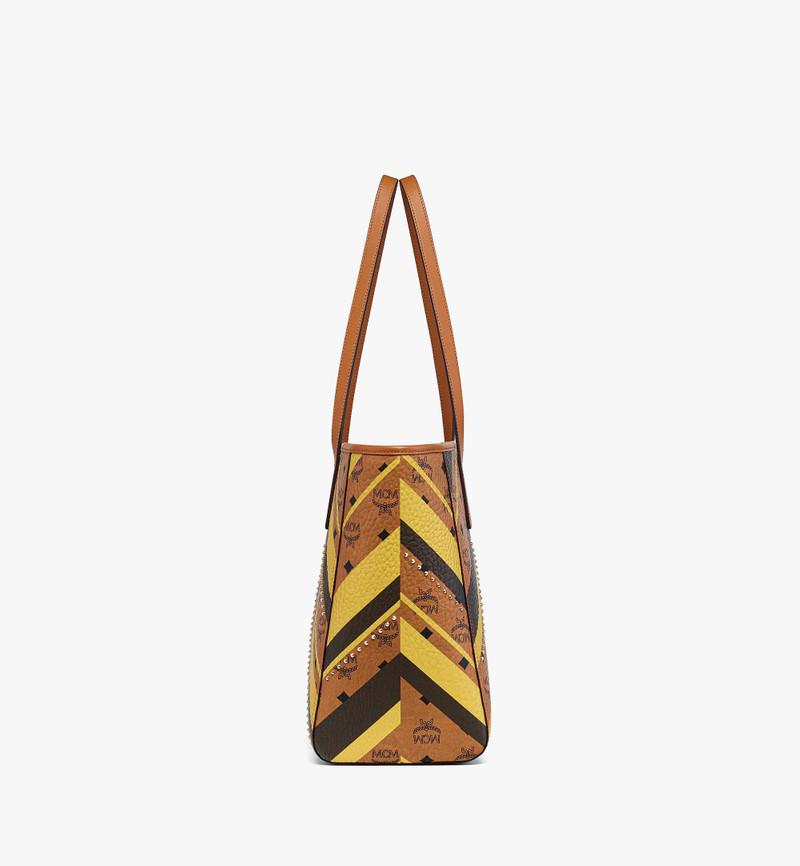 Studded Toni Top-Zip Shopper in Mega Herringbone Visetos 3