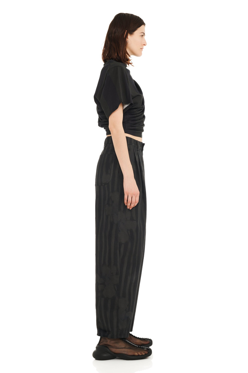 BLACK WAVY FLOWER STRIPE CATCHFLY PANT 3