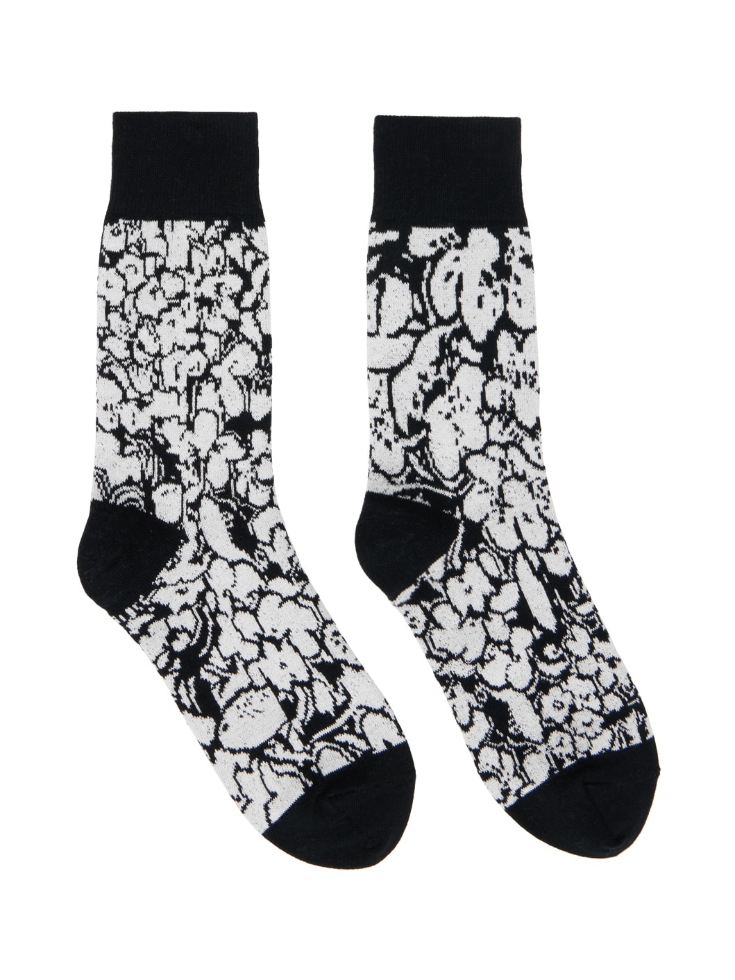 Black & White Floral Socks - 1