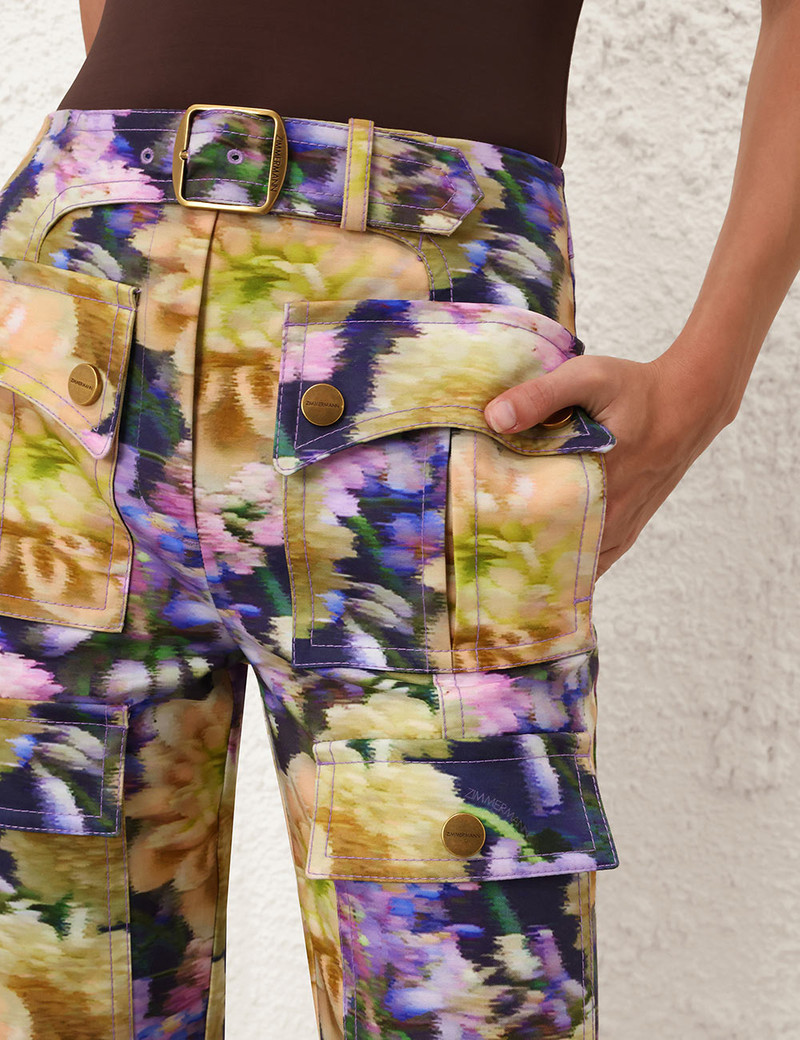 LUNA PRINTED DRILL FLARE PANT 5