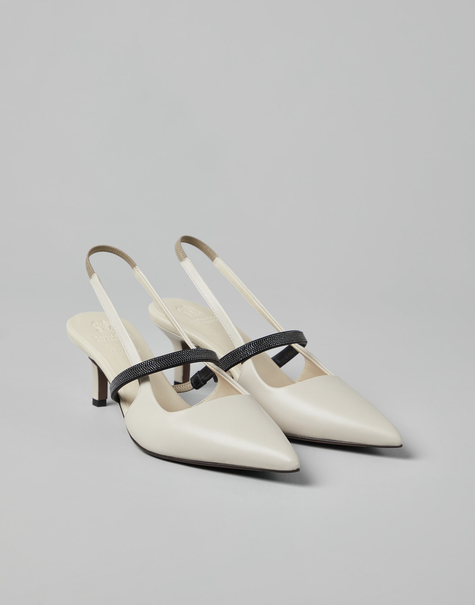 Nappa leather city heels with shiny strap - 1