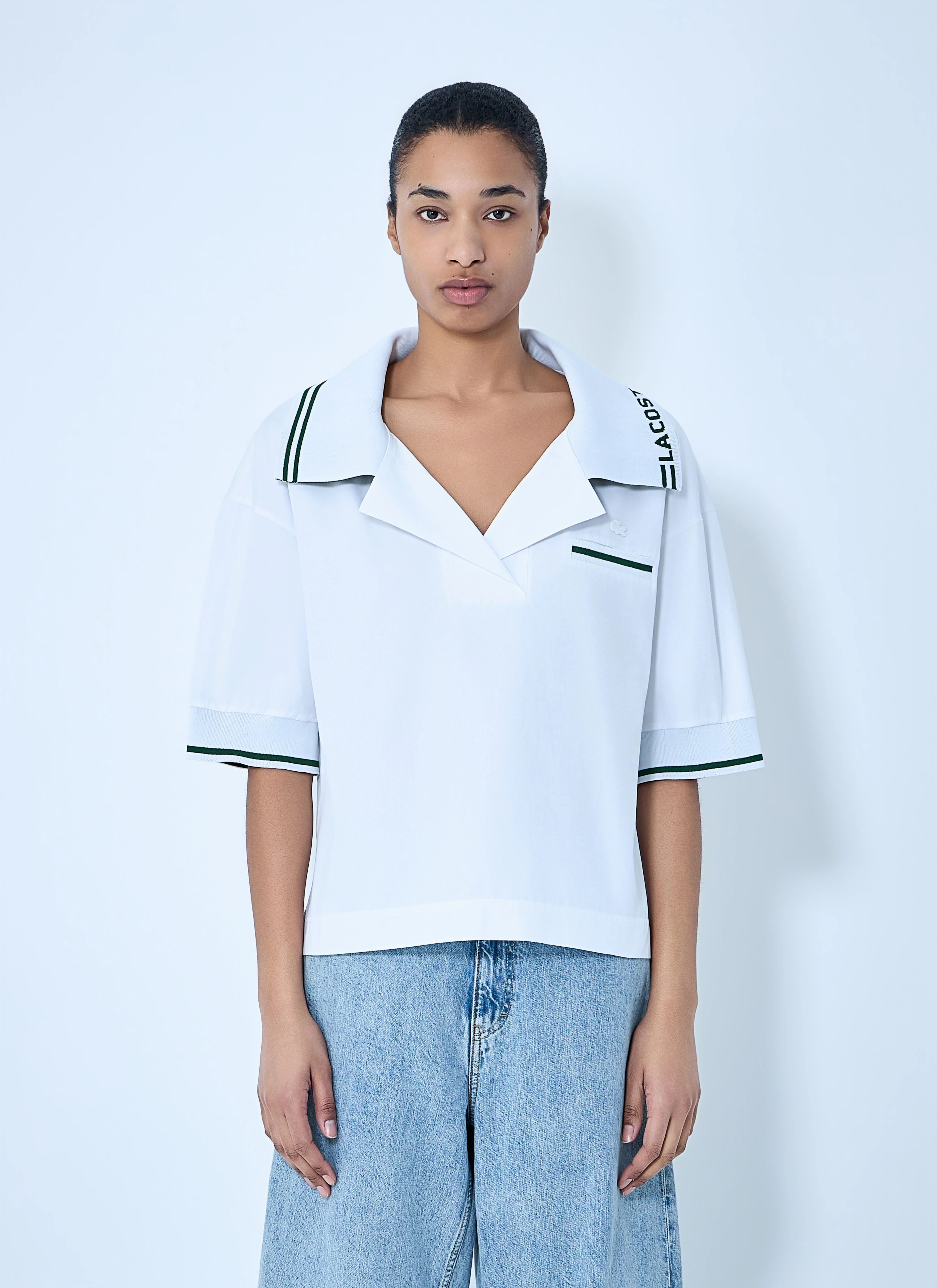 Wide-Collar Cotton Shirt - 1