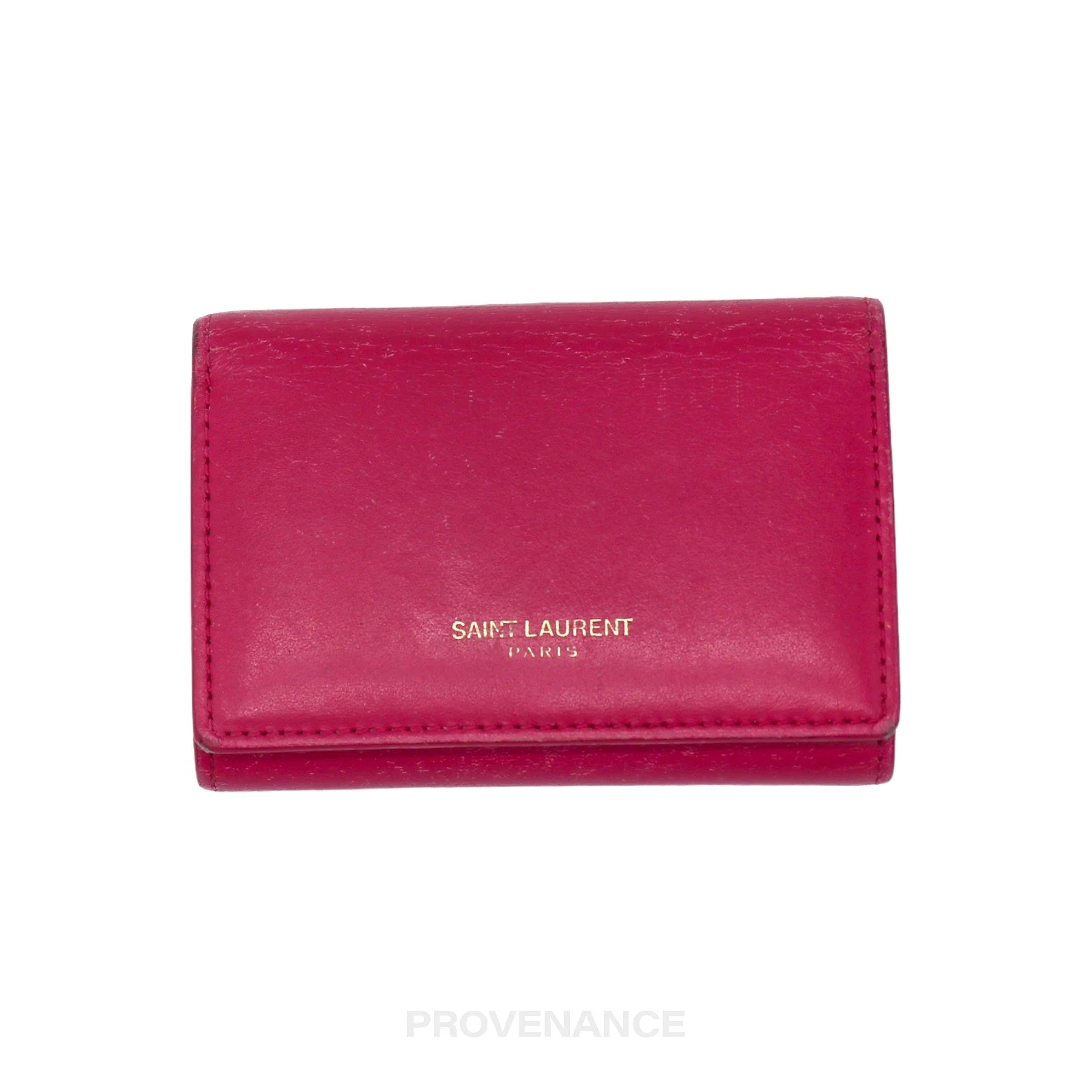 Saint Laurent Paris SLP Key Card Wallet - Pink Leather - 1