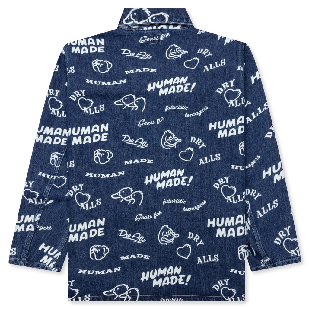 PRINTED DENIM COVERALL JACKET - INDIGO - 2