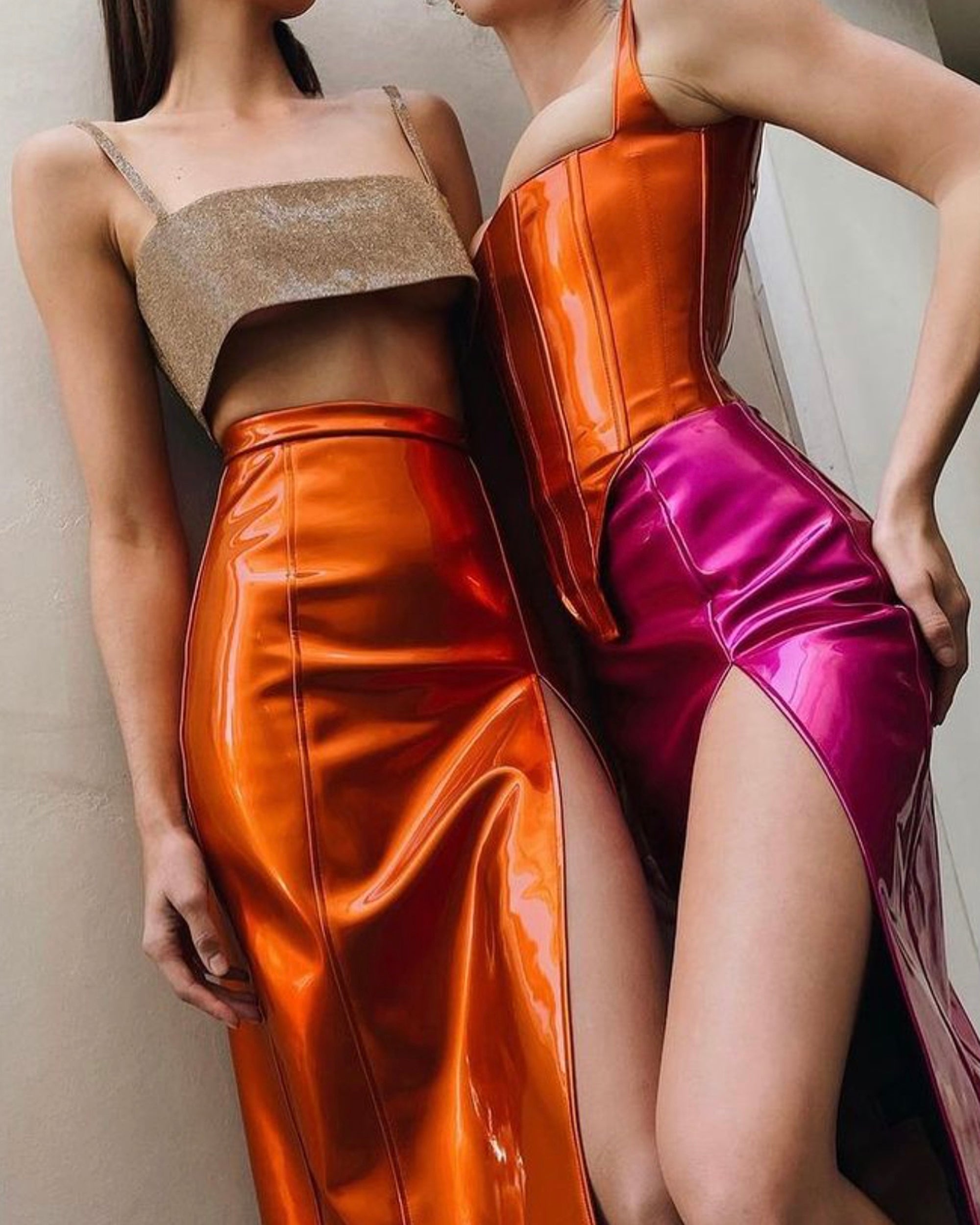 Asymmetric Patent-Vinyl Corset Top - 2