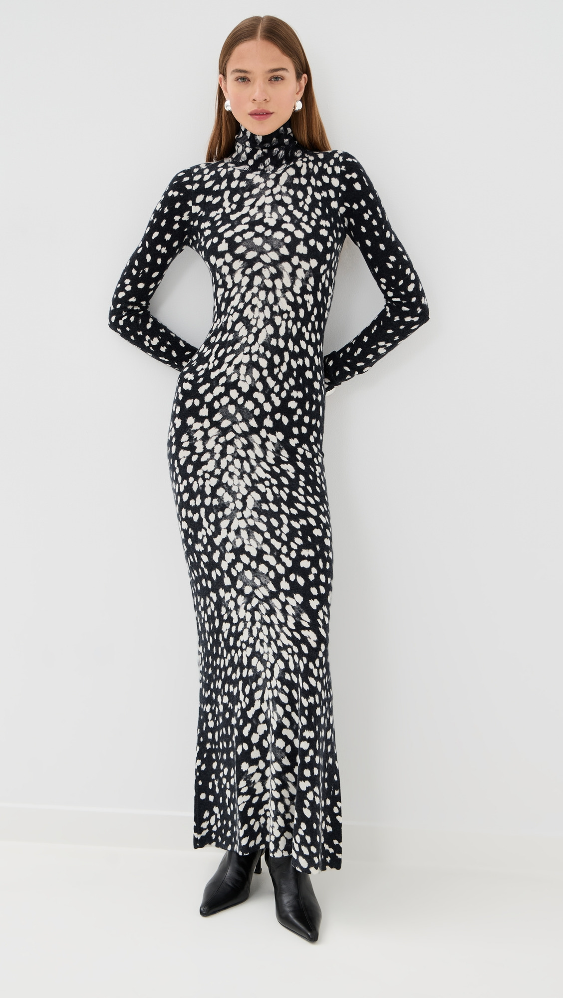 The Camille Hand Printed Cashmere Turtleneck Dress - 6