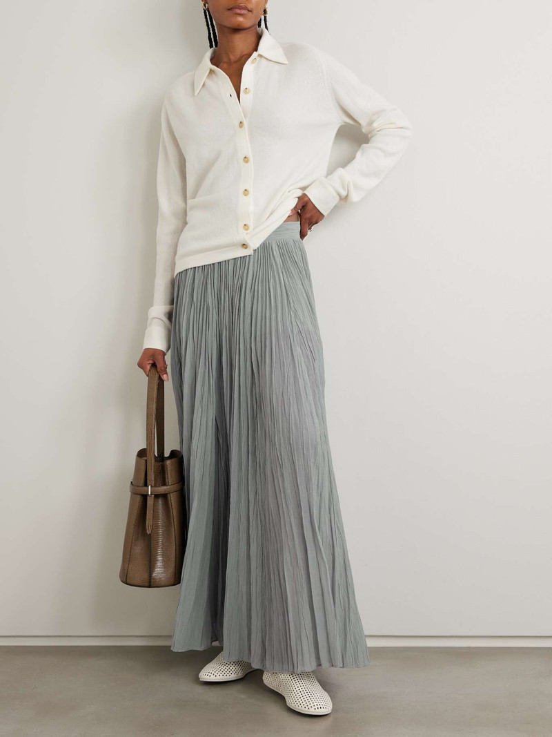 Totême Plissé-organic cotton-blend maxi skirt Gray outlook