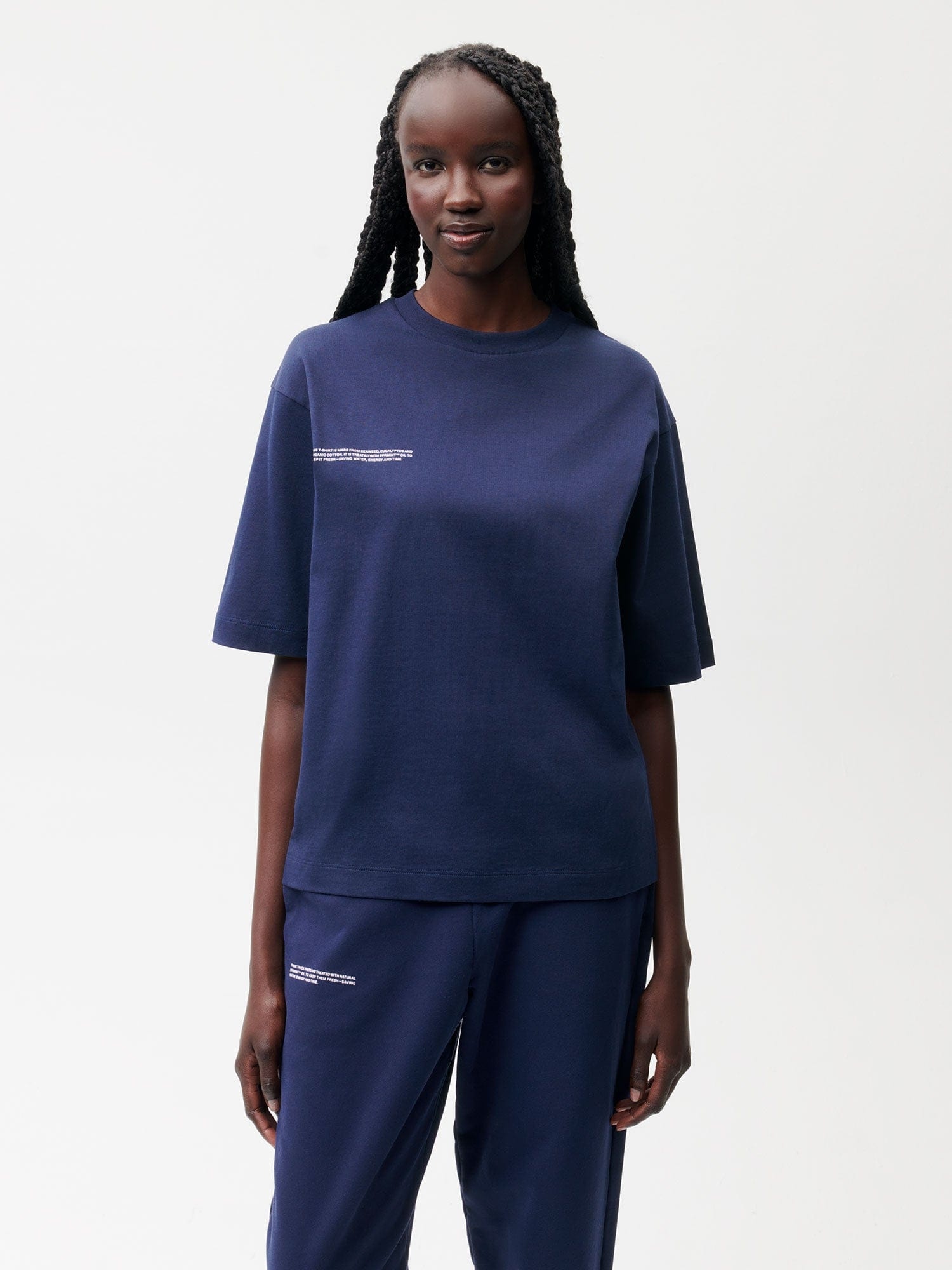 Womens Relaxed Fit Cotton T-shirt with C-FIBER™ - Navy Blue - 2