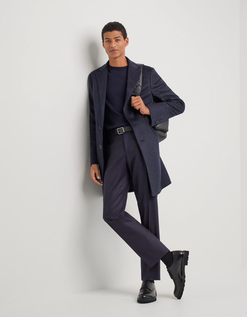 Canali EXCLUSIVE NAVY BLUE PURE CASHMERE COAT outlook