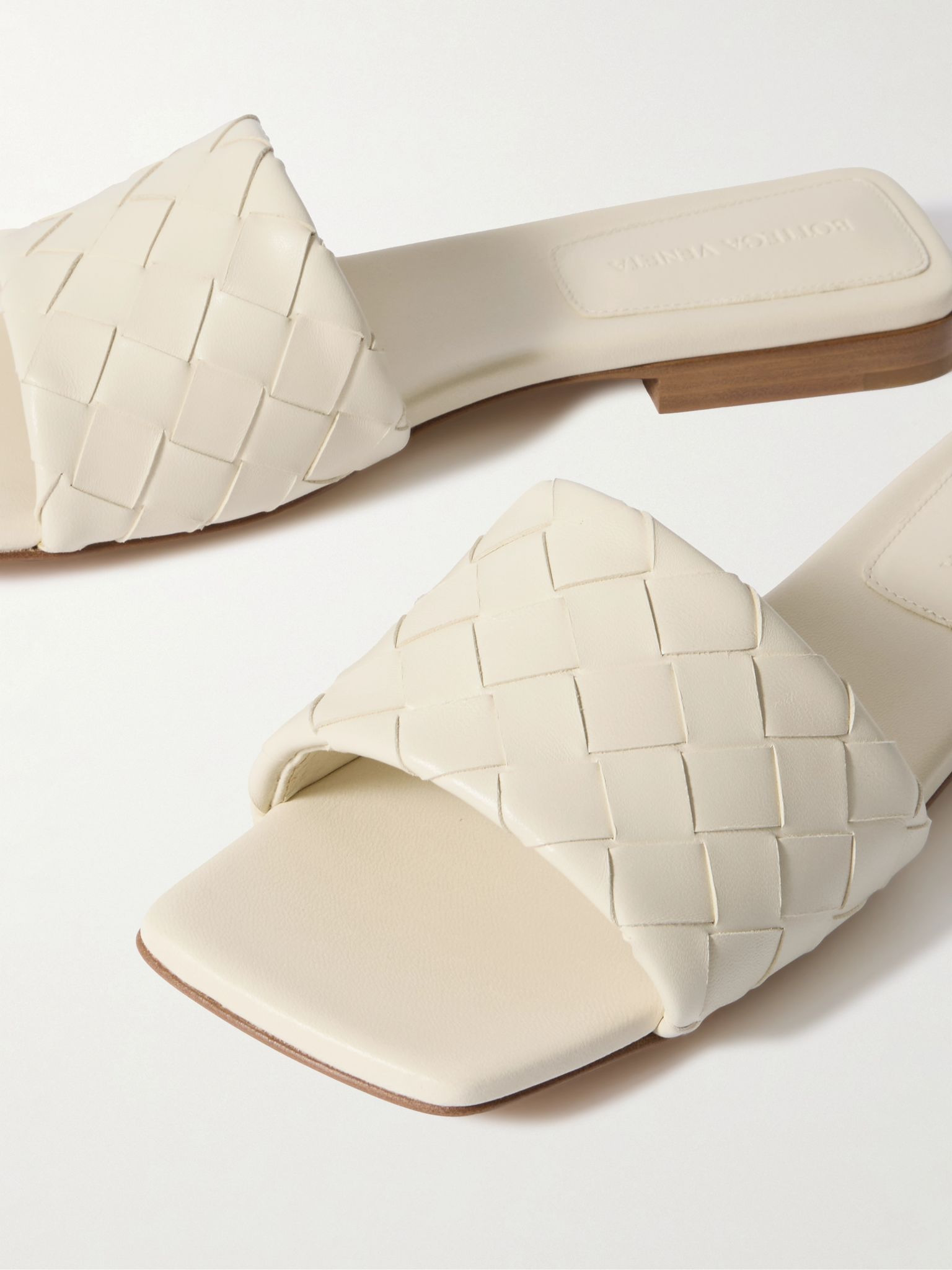 Riva intrecciato leather slides Off-white - 4
