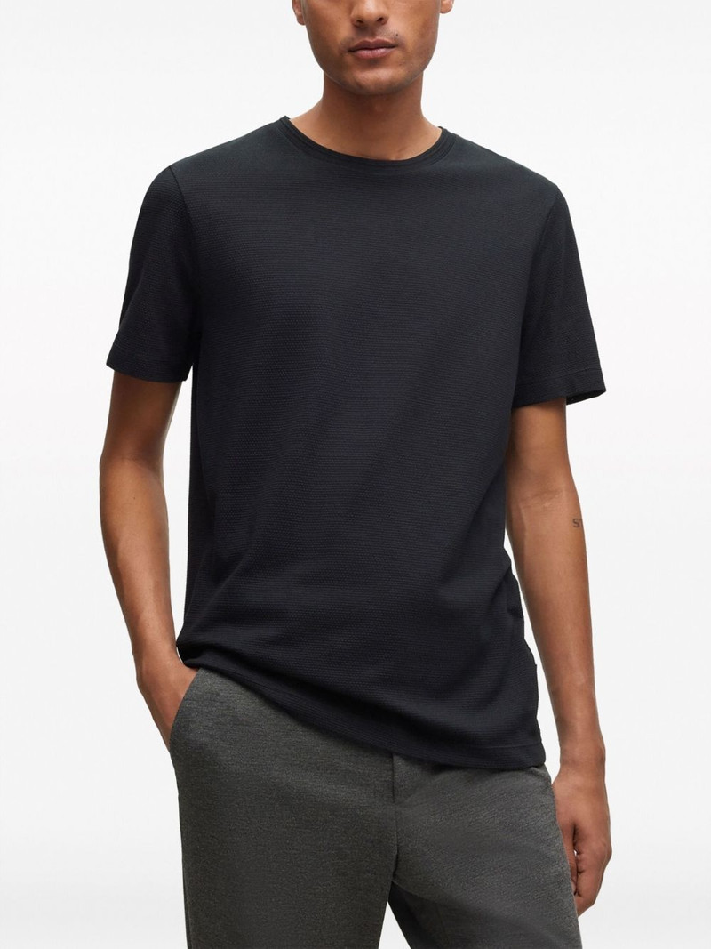 logo-tag bubble-jacquard cotton T-shirt 3