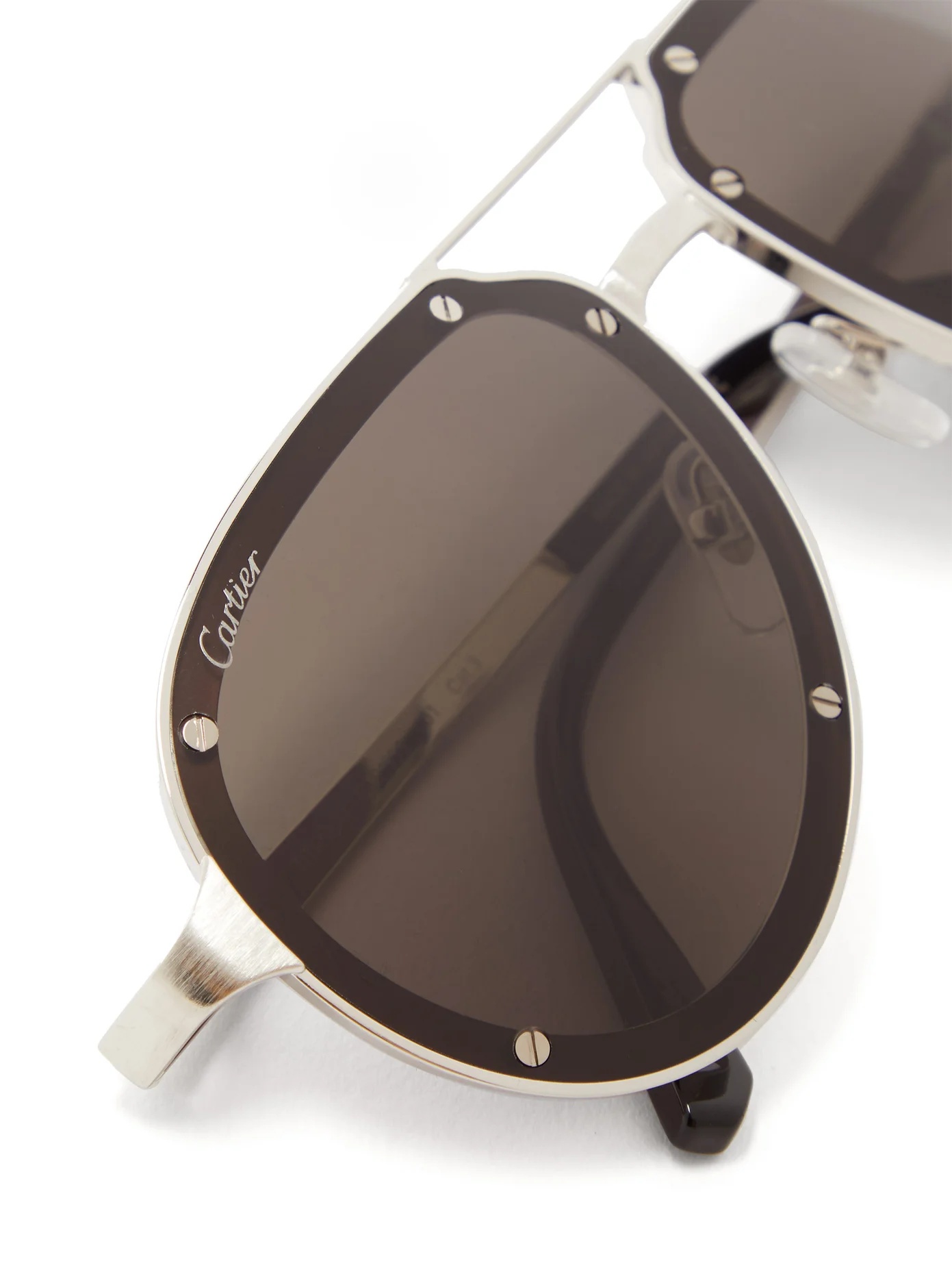 Santos de Cartier aviator brushed-metal sunglasses - 6