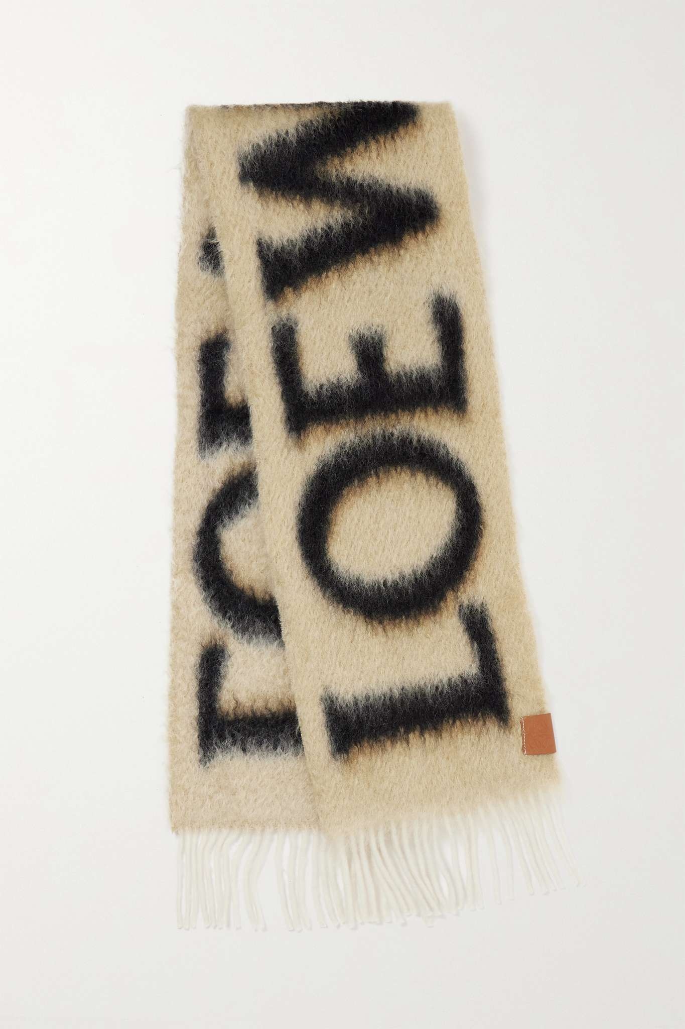 Fringed printed knitted scarf - 1