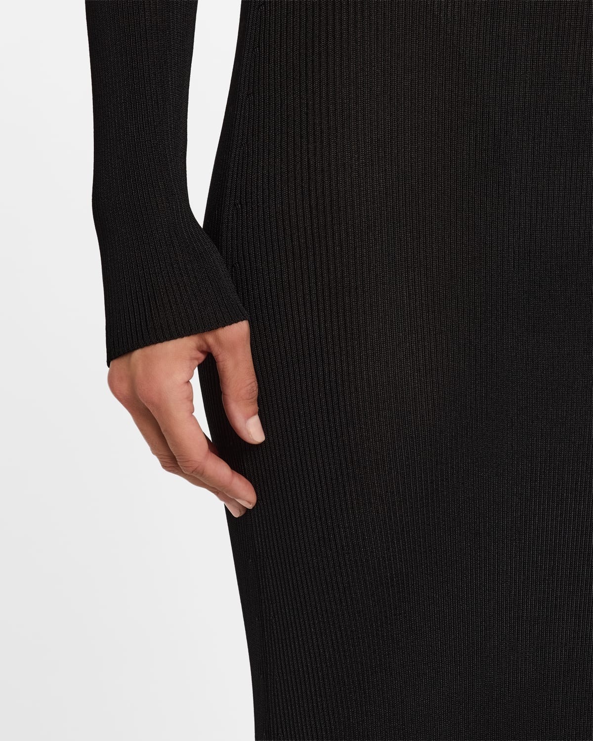 Jean Plunging Long-Sleeve Rib Maxi Dress - 5
