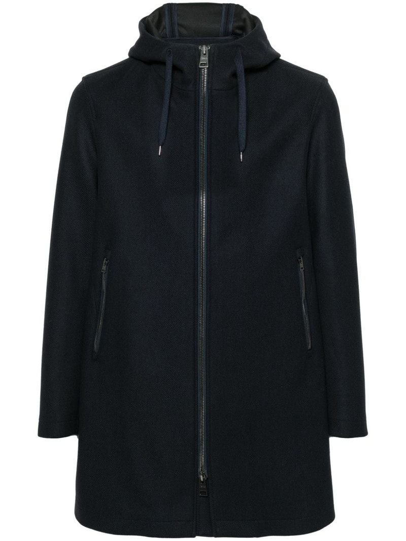 logo-plaque hooded coat 1