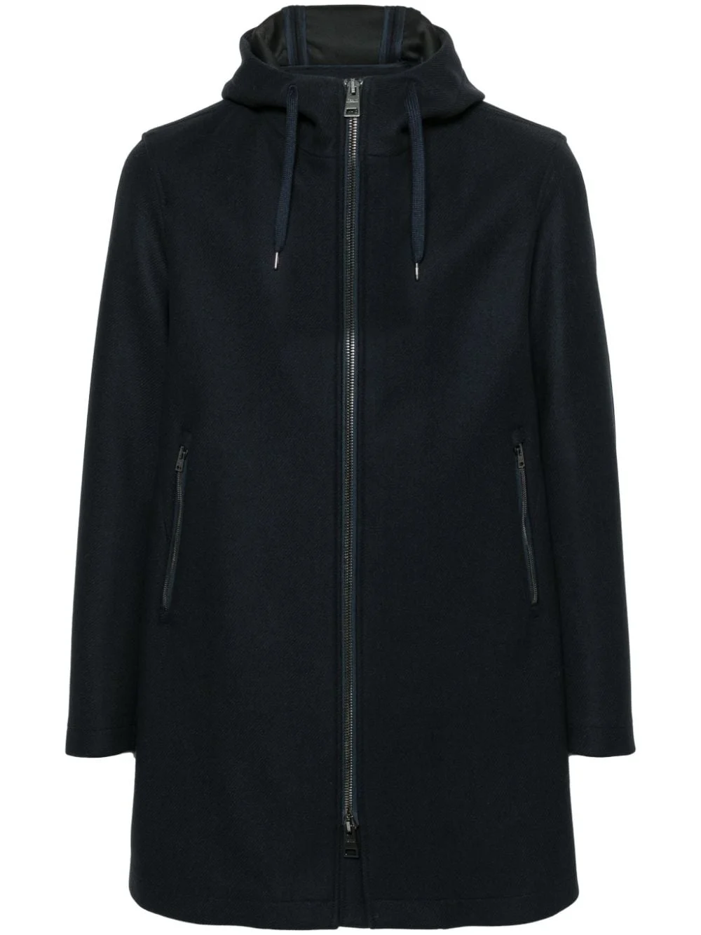 logo-plaque hooded coat - 1