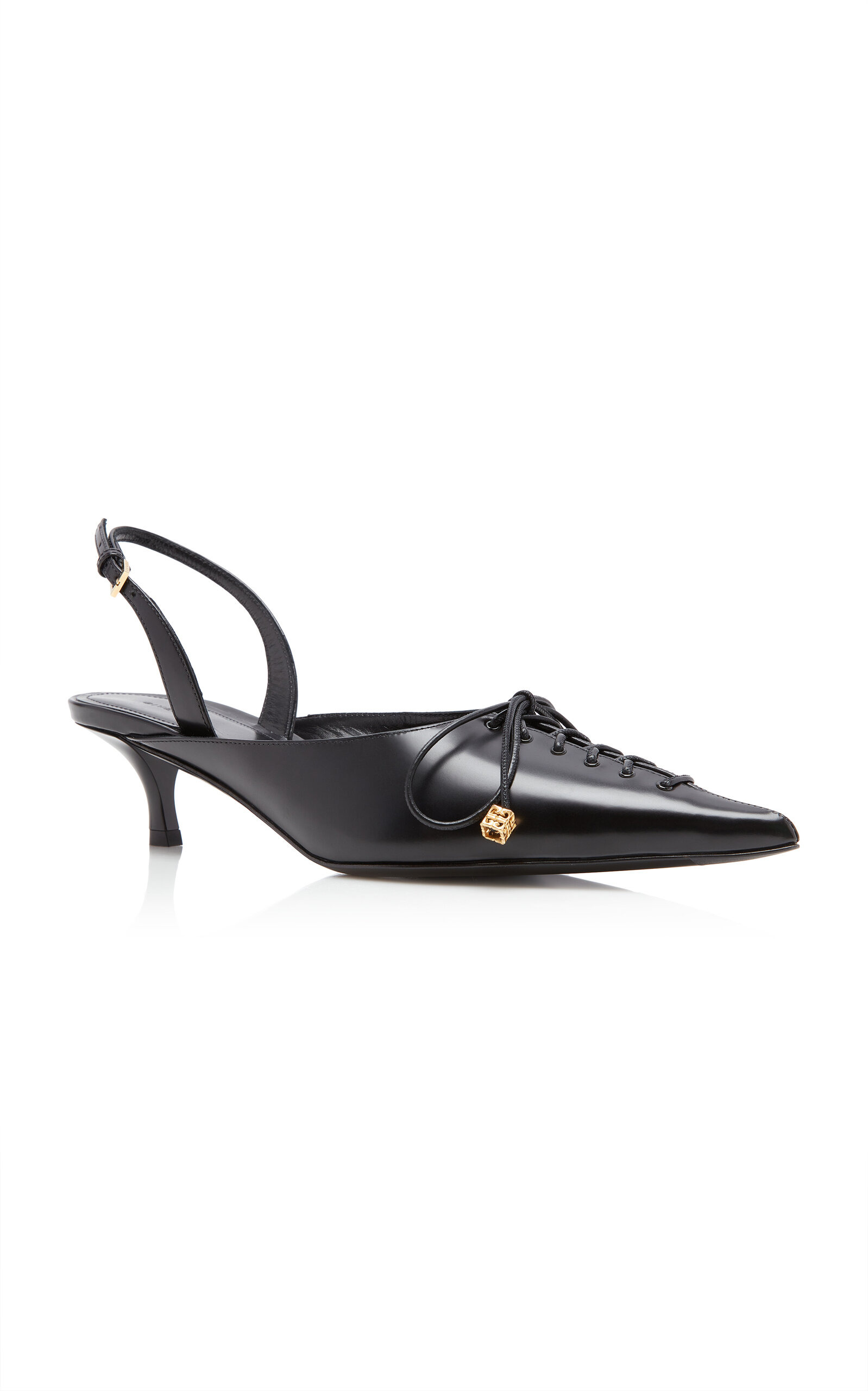 Lace-Up Leather Slingback Pumps black - 3