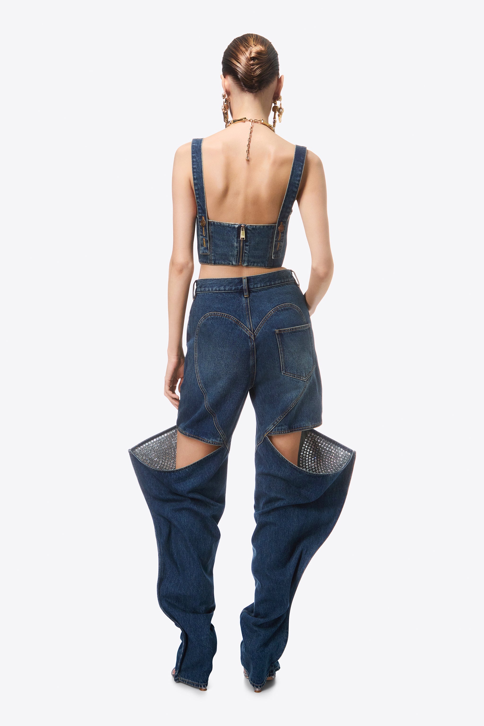 CRYSTAL EMBELLISHED SLIT JEAN - 5