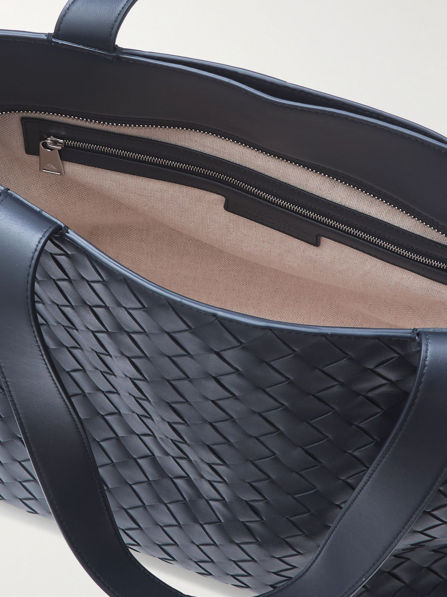 Avenue Small Intrecciato Leather Tote Bag Navy - 5