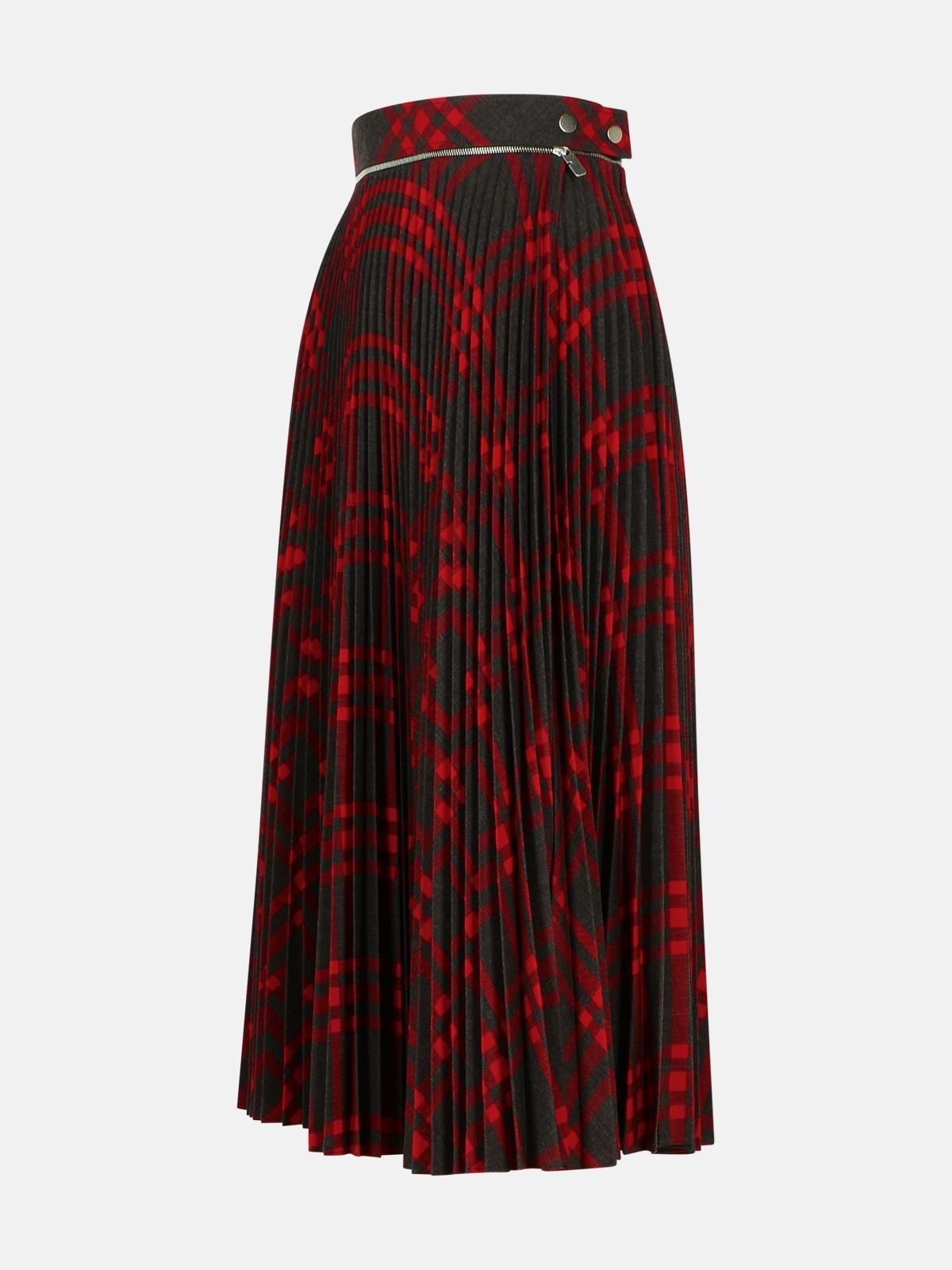 'CHECK' LONG WOOL BLEND SKIRT - 2
