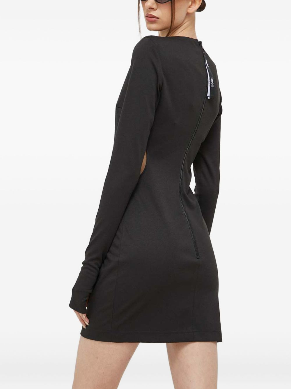 long-sleeve cut-out mini dress - 2