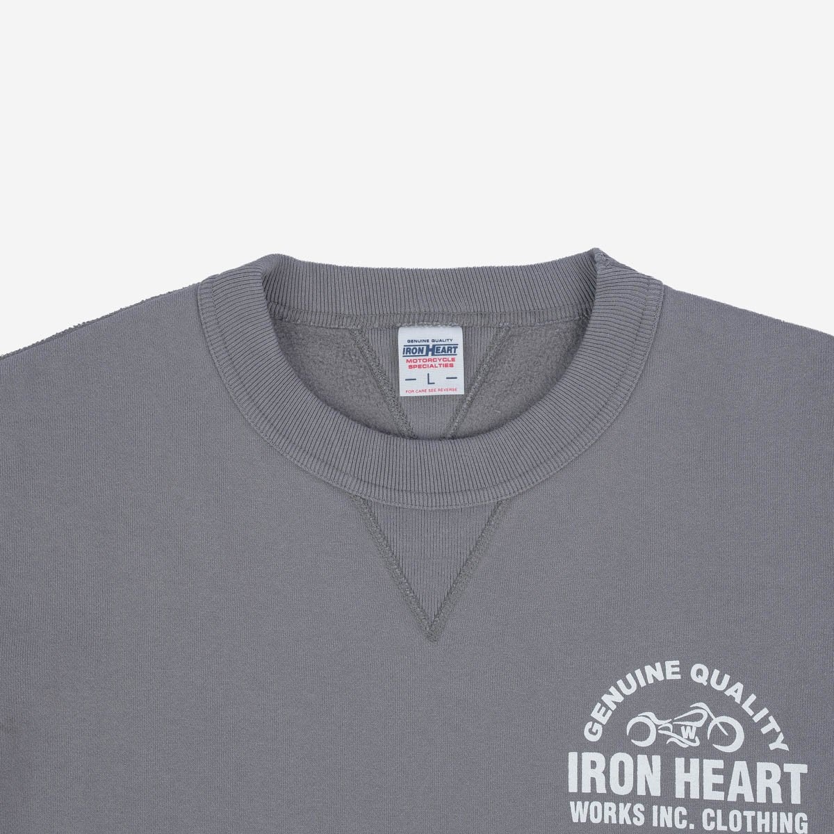 IHSW-68-GRY Printed 14oz Ultra Heavyweight Loopwheel Cotton Crew Neck Sweat - Grey - 6