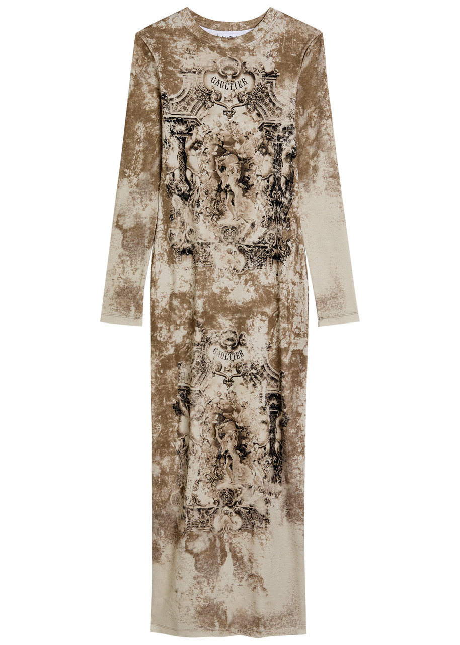 Jean Paul Gaultier Printed Ribbed Stretch-cotton Midi Dress - 1
