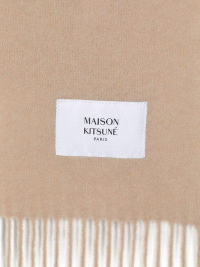 Maison Kitsuné logo-patch fringed scarf outlook