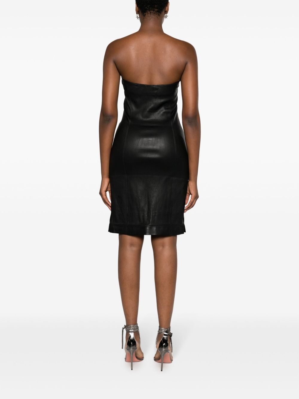 strapless leather minidress - 4