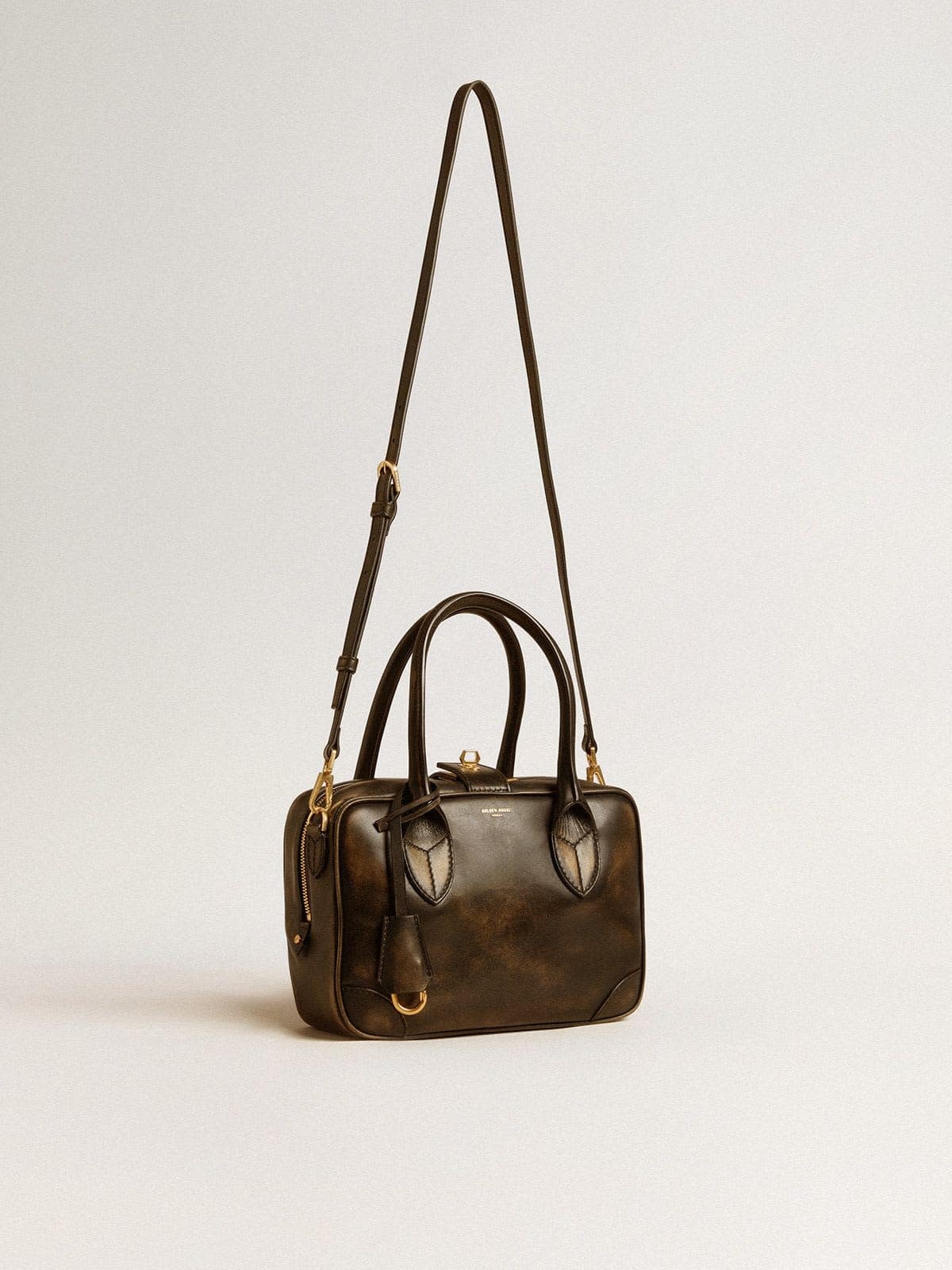 Vita Bag in black distressed leather with gold details - 4