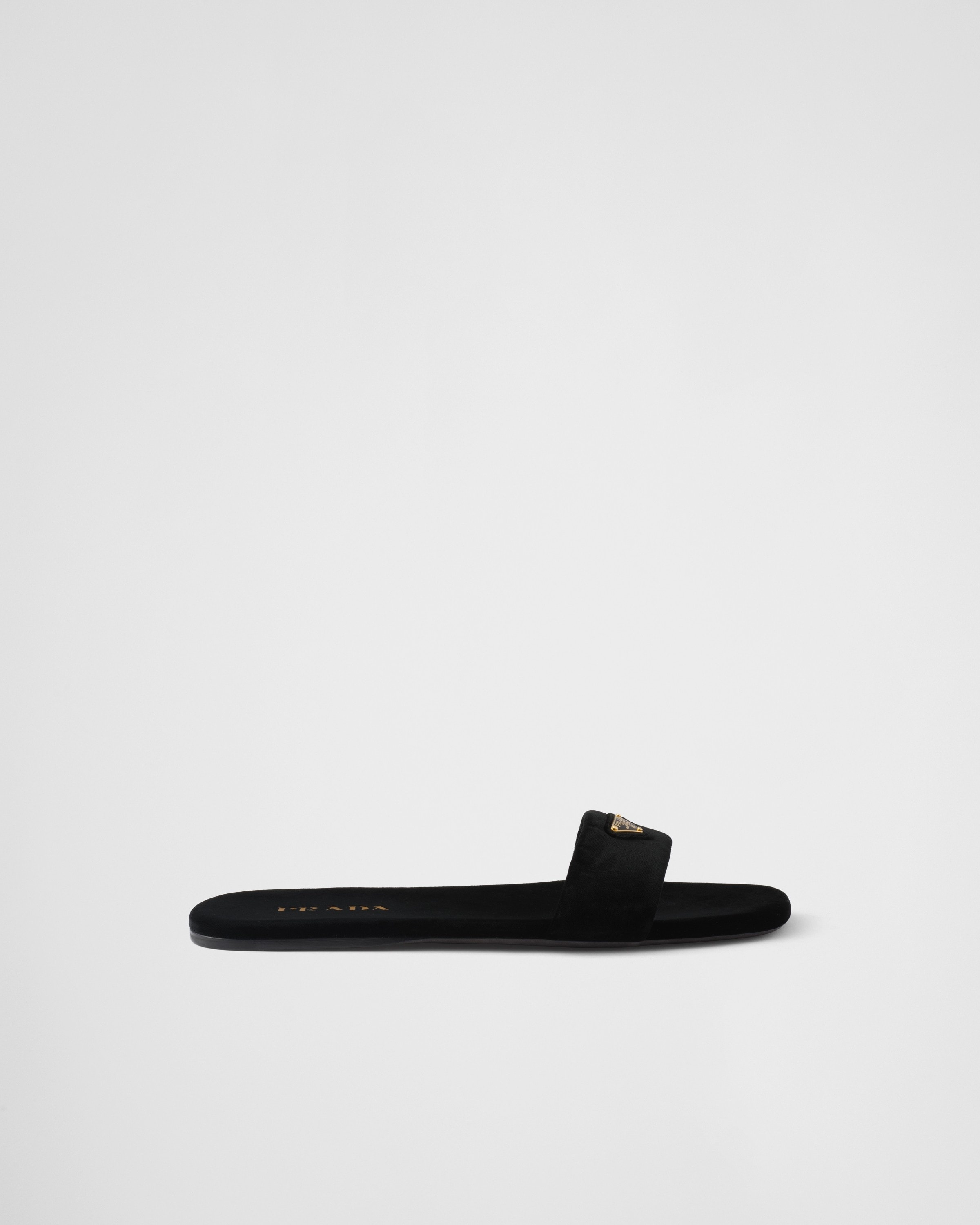Flat velvet slides - 2