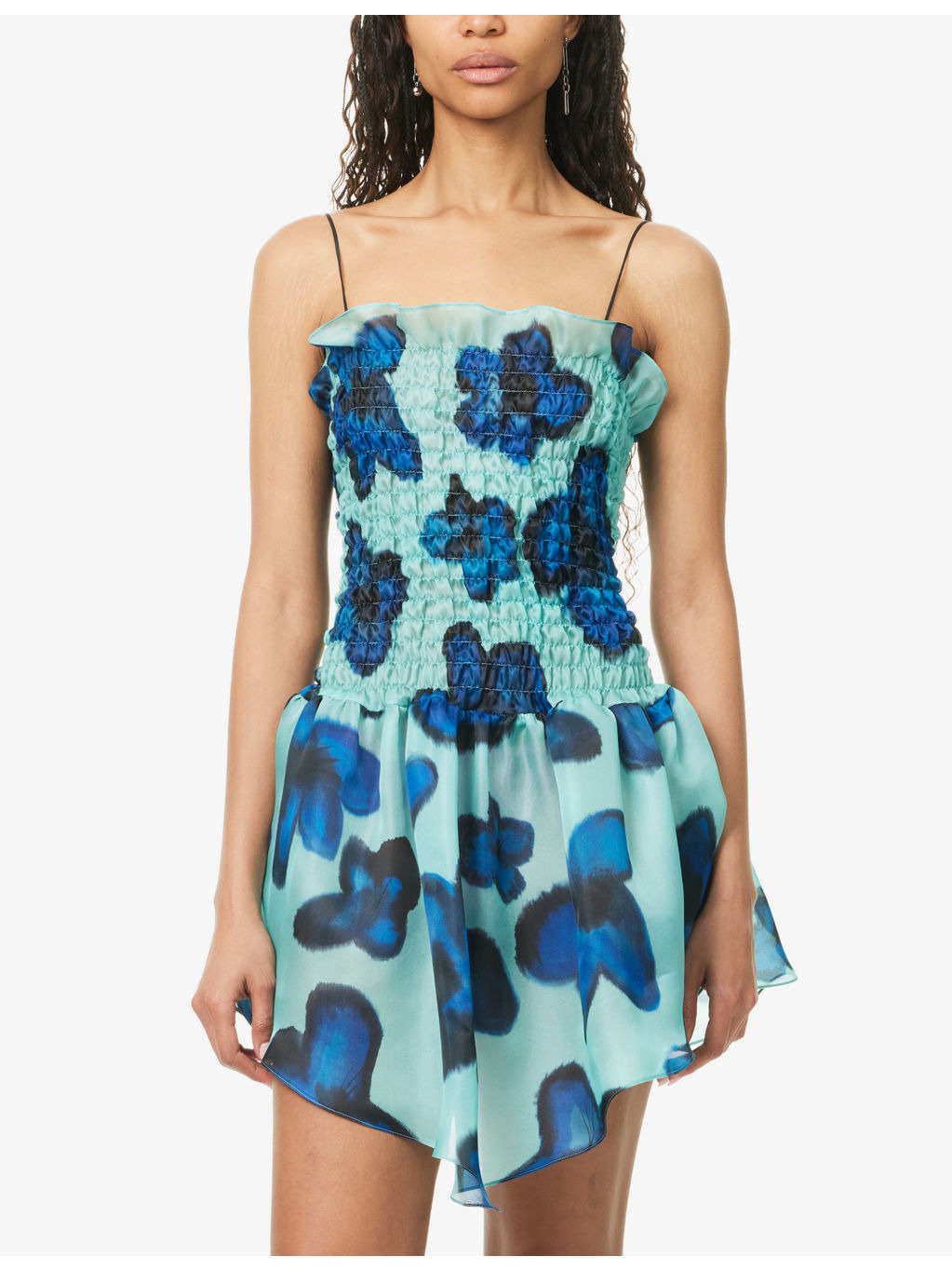 Floral-Print Silk-Organza Mini Dress - 3