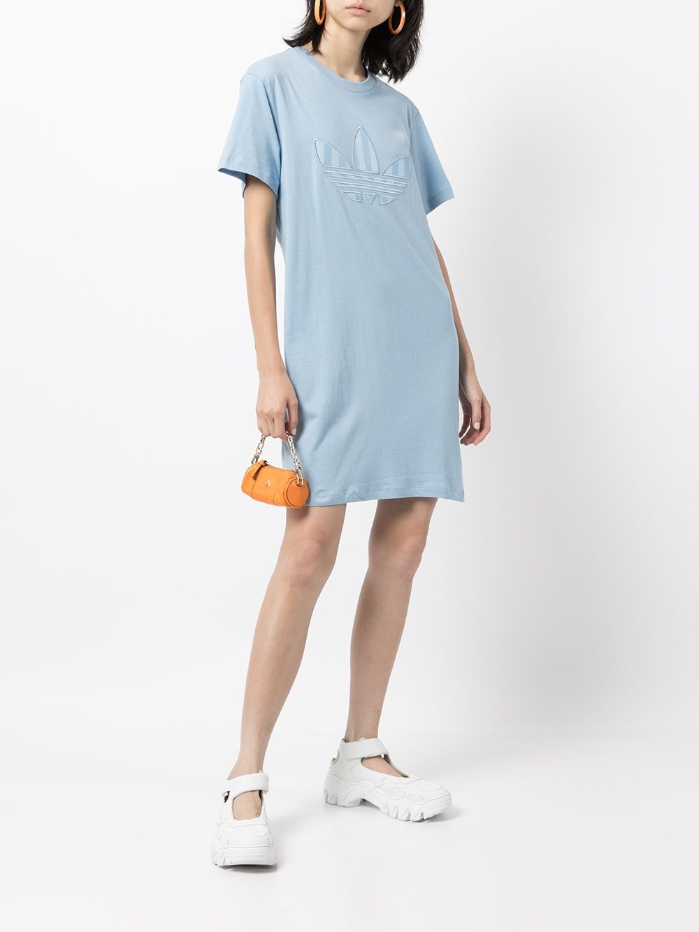 logo-embroidered cotton T-shirt dress - 2