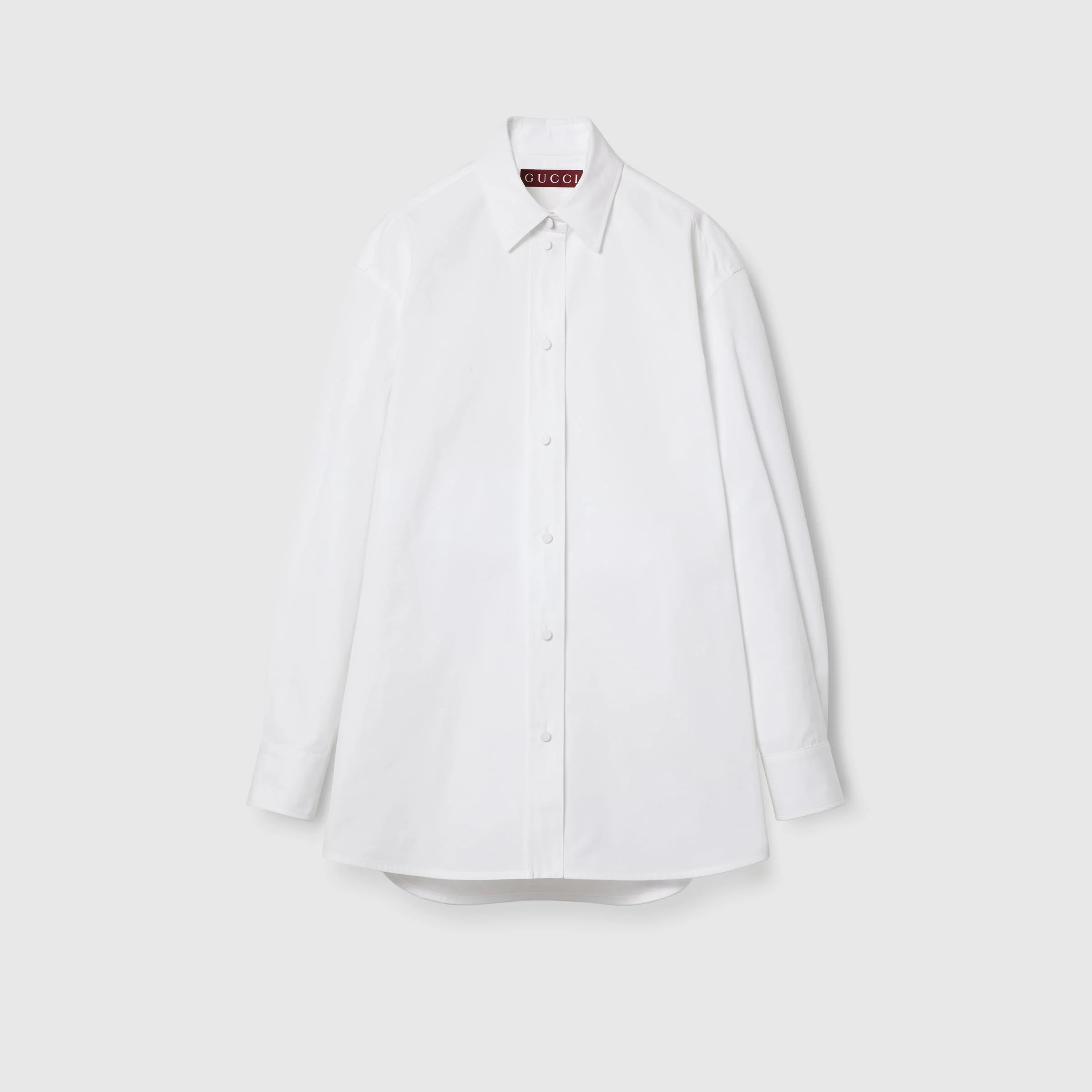 Cotton poplin shirt with ribbon tie - 1