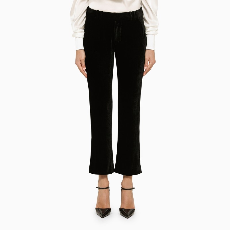 Black velvet trumpet trousers - 1