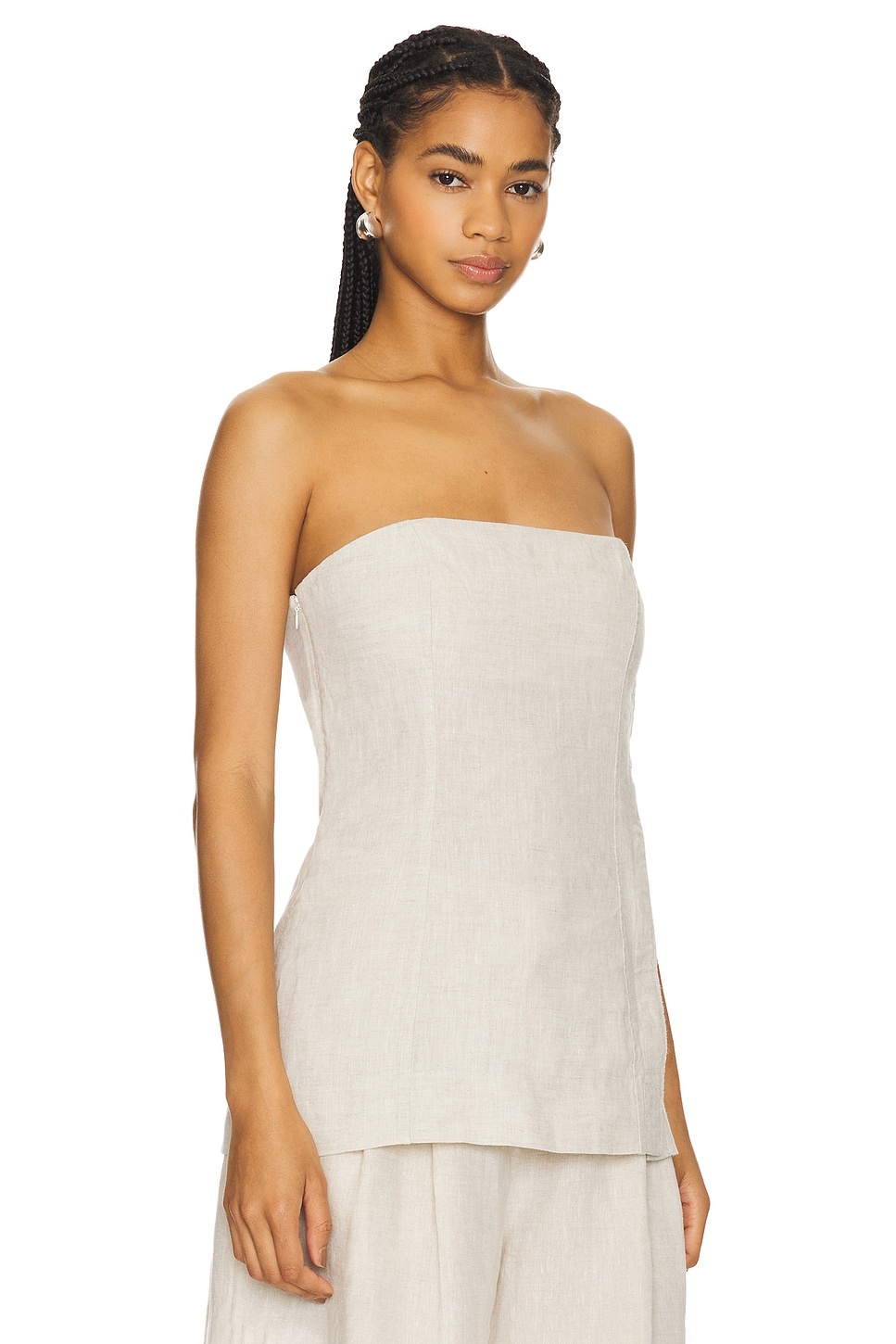 Linen Strapless Tunic Top - 2