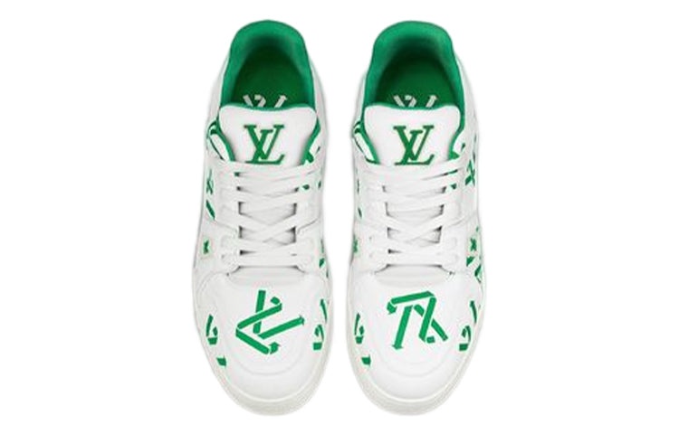 LOUIS VUITTON LV Trainer Sneakers 'White Green' 1AAGXF - 2