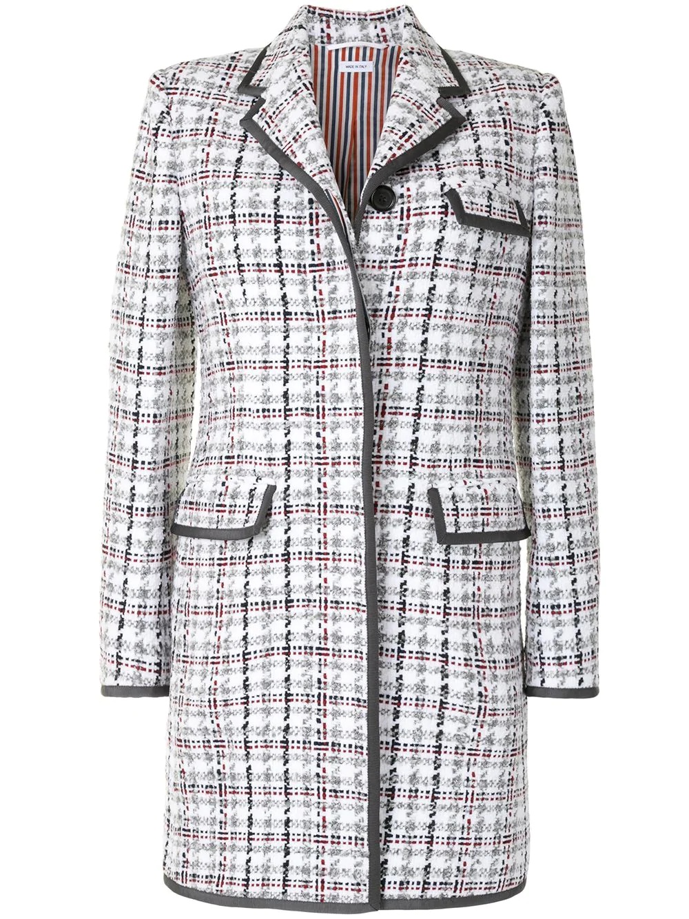 check-pattern mid-length coat - 1