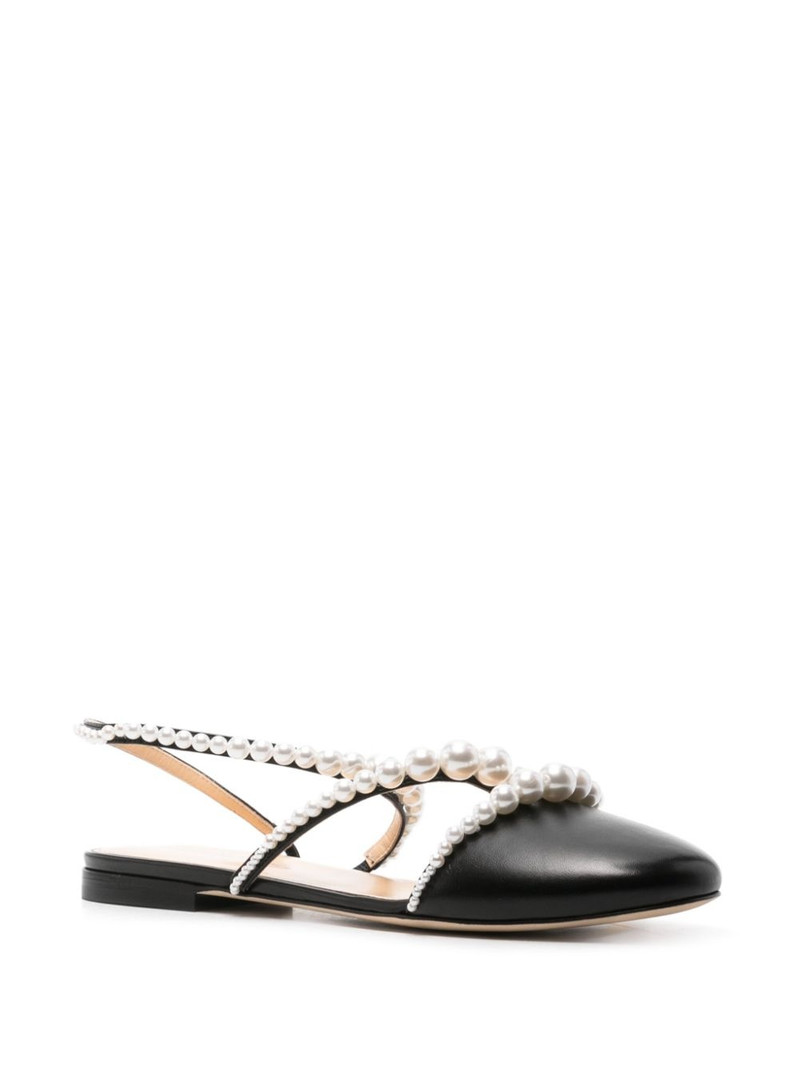 MACH & MACH pearl-embellished leather ballerina shoes outlook