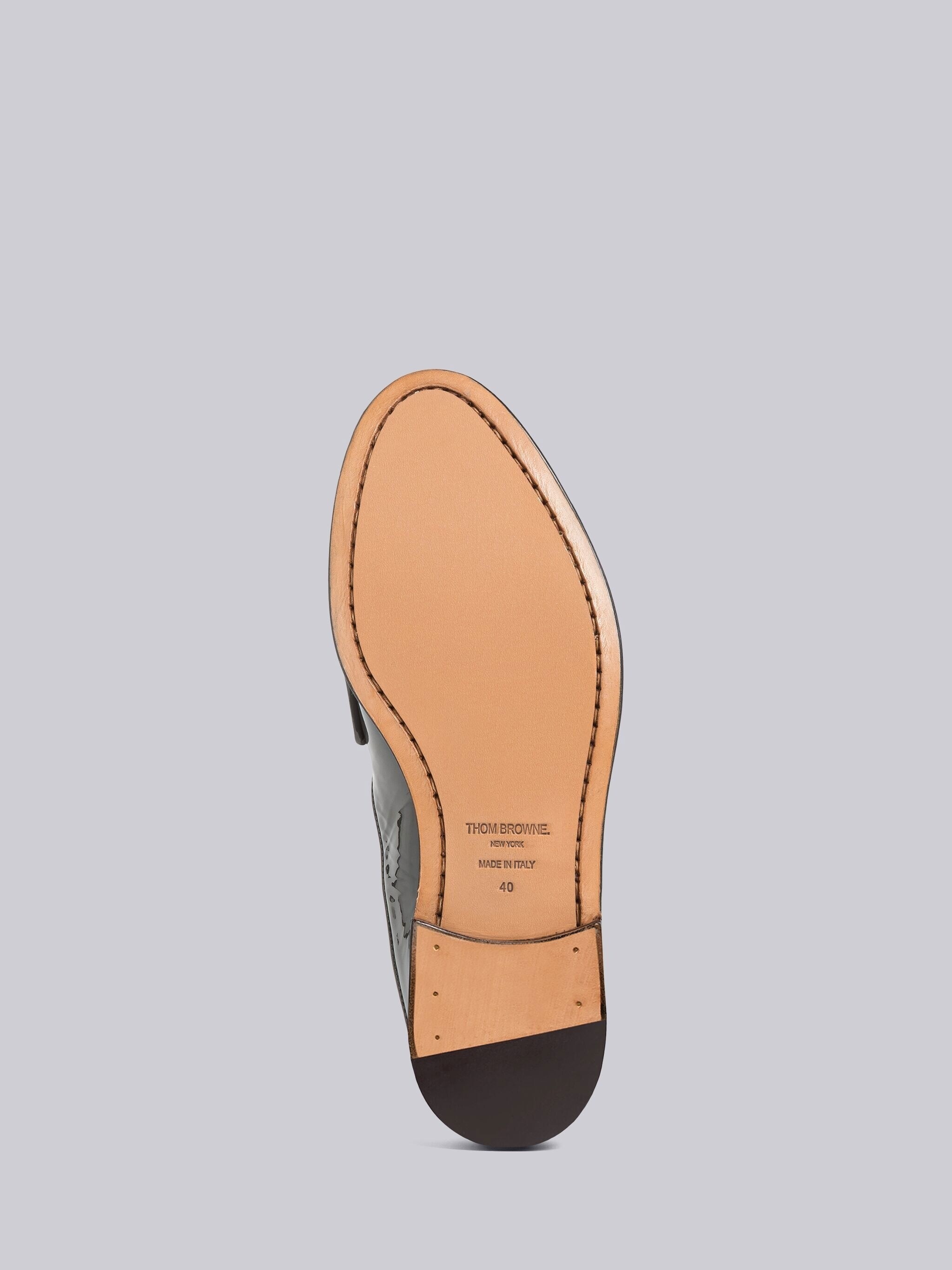 Soft Patent Kilt Varsity Penny Loafer Mule - 5