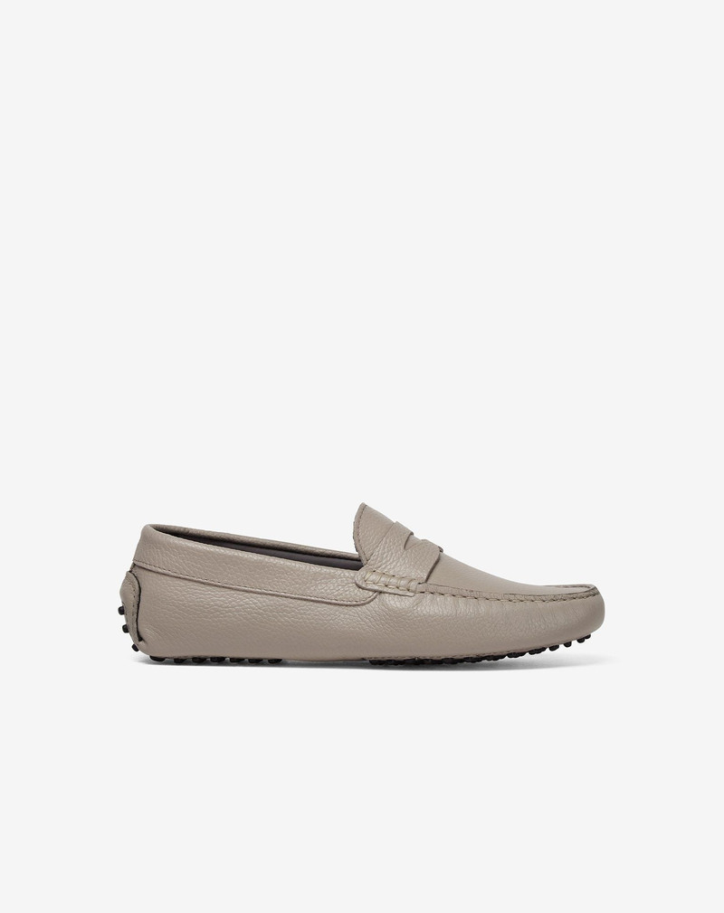 Taupe leather loafers 1