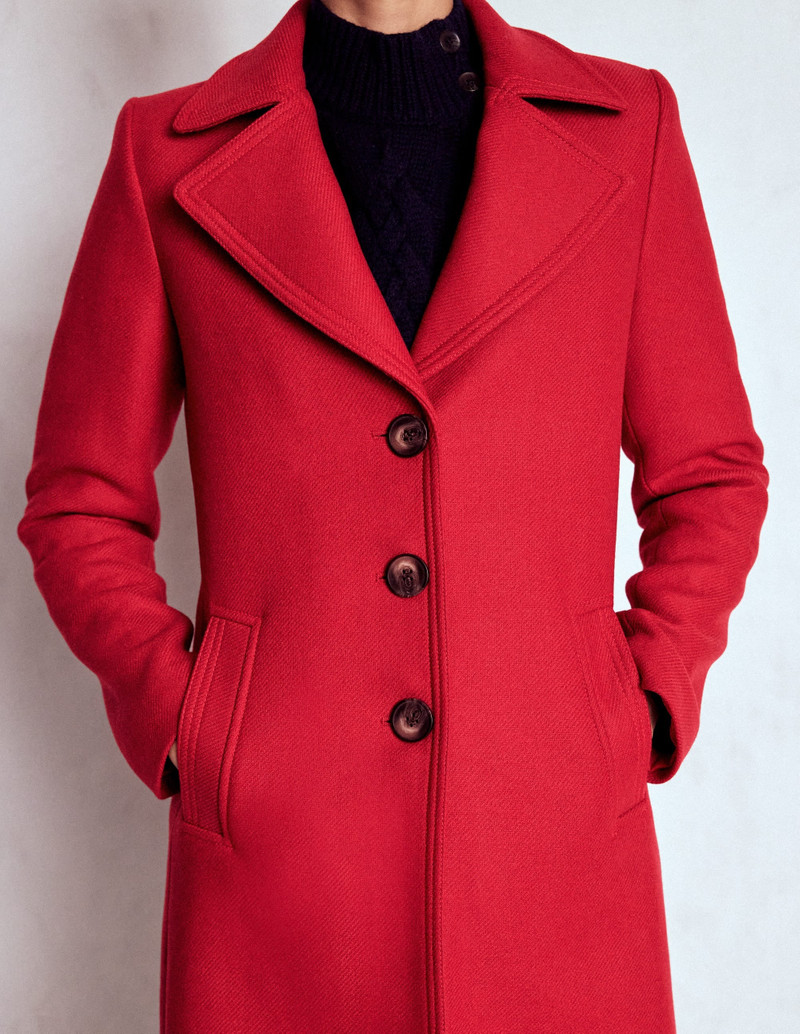 Newport Wool Coat-Cranberry Red 3