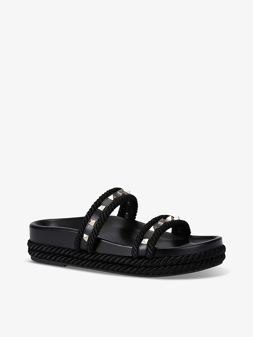 Rockstud leather espadrille sandals - 3