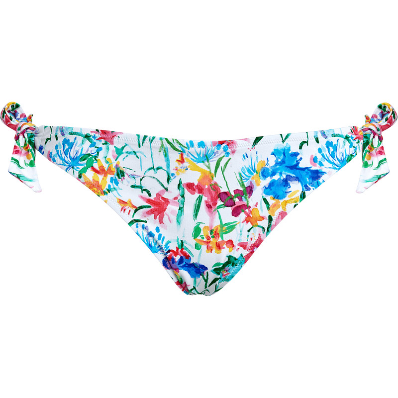 Women Side Tie Bikini Bottom Happy Flowers 1