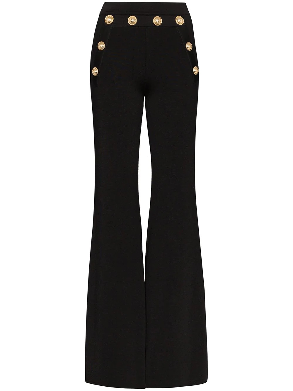 button-embellished flared trousers - 1